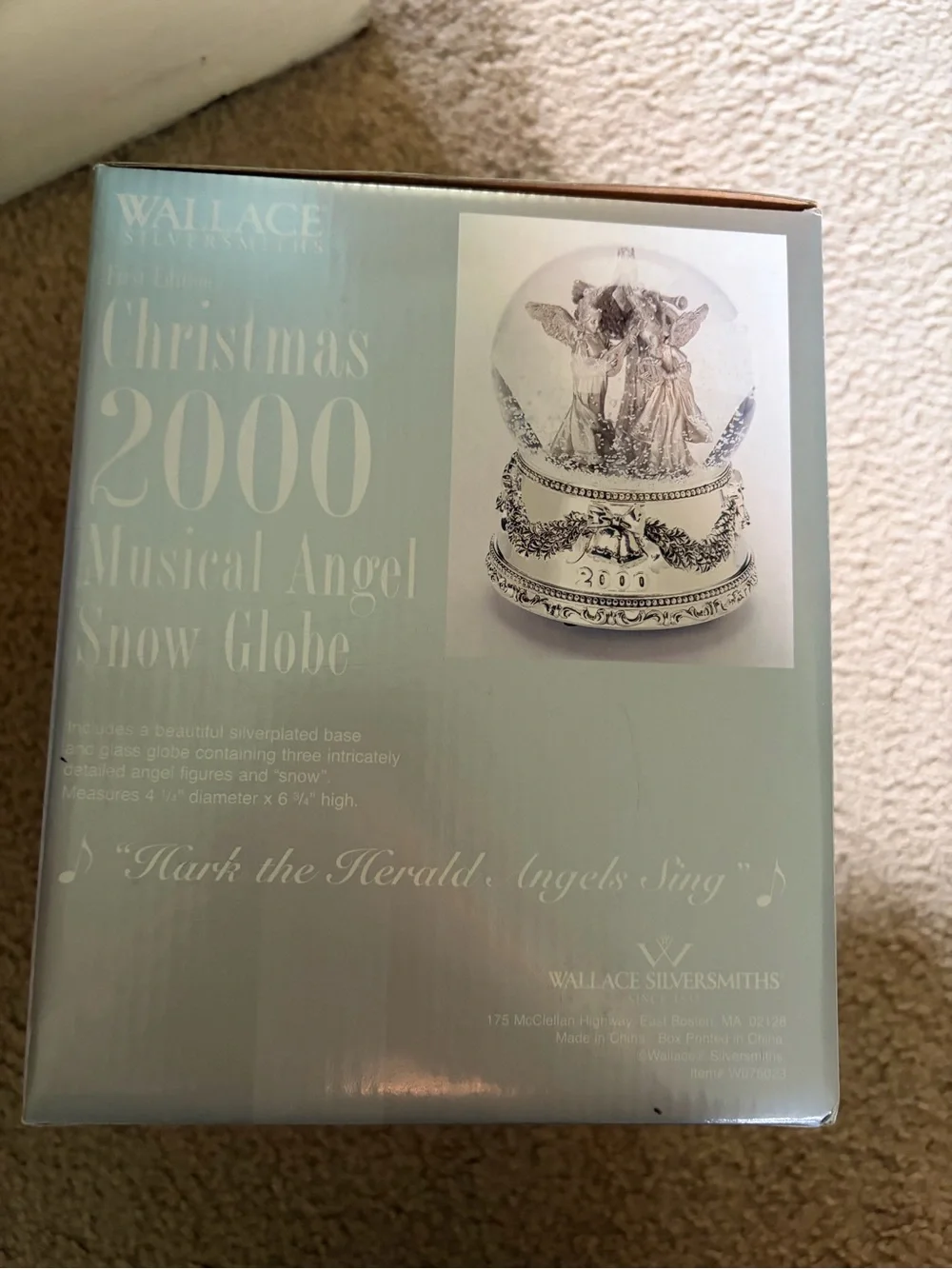 Wallace Silversmiths Silver Holiday Angel Snow Globe